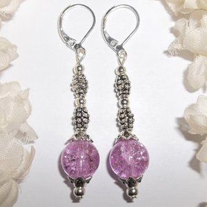 Earrings, Purple Earring, Purple Jewelry, Beaded Earring, Dangle Earring, 7908